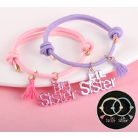 Winoneday 2Pcs/ set Letter Big Sister Little Sister Tassels Best Friend Bracelet for Girls Fashion Friendship Gifts