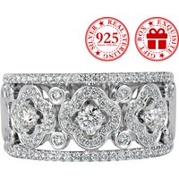 Sparkling AAA Zirconia CZ Four-leaf Clover Ring for Women 925 Silver Plated Lucky Charm Jewelry Birthday/Anniversary Gift