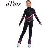 Girls Fleece Sports Outfit Kids Gymnastics Sport Suits Sweatshirt Jacket + Leggings Dance Workout Suit Figure Skating Costume