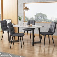 PINGGO 117×68cm Dining Table with 4 Chairs Set, Rectangular Dining Table Modern Kitchen Table Set,Dark Grey Linen Dining Chair