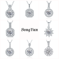 SY Brand Jewelry 925 Sterling Silver Necklace D Color VVS Moissanite Diamond Chain Necklaces Women Rhodium Plated Pendant Jewel