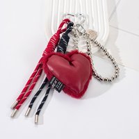 Braided Rope Bag Charm Plush Heart Keychain Hanging Pendant Fashion Handbag Accessories