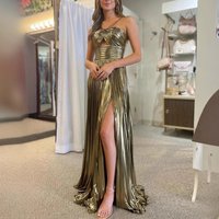 Luxurious Women Metallic Evening Party Dress Sexy Off Shoulder Halter Corset Guest Cocktail Host Mermaid Maxi Dress Prom Gown