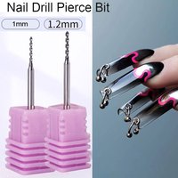 1mm/1.2mm 2pcs Nail Drill Pierce Bit for Nail Holes Tungsten Steel Nail Perforation Grinding Head Grinding Bit Manicure Tools #r