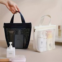 Mesh Handbag, Hollow-Out Storage Bag for Bathing, Draining, Toiletries, Fabric Control, Travel, Swimming, Portable Makeup, Beach