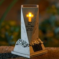 Cemetery Grave Flower Vase Solar LED Hand Painted Statue Flower Pot Decorative Statue Vase For Garden Lawn Cemetery Courtyard