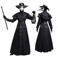 Halloween Mittelalterliche Kapuzenrobe Pest Arzt Kostüm Maske Hut für Männer Mönch Cosplay Steampunk Priester Horror Zauberer Umhang Umhang 5XL