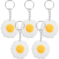 5pcs Simulated Egg Keychain Boiled Egg Pendant Hanging Charm Resin Bag Charms Key Accessories Gift Ideas Handbag