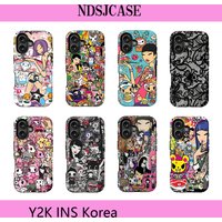Luxury Clmj Colorful Cartoon Sticker Phone Case for iPhone 17 16 15 14 13 12 11 X XS XR Air Pro Max Plus Double-layer Back Cover