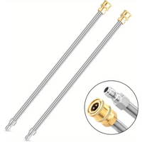 15 Inch High Pressure Washer Extension Wand, Stainless Steel 1/4" Male-Female Quick Connect Water Gun Rod (2 PCS Kit)