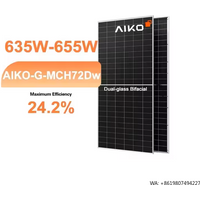 Aiko AIKO-A645-MCH72Dw N-Type ABC Dual Glass Bifacial Solar Panel 650 Watts 635W 640W 645W 650W 655W Solar Panels Warehouse