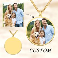 Customized photo circular pendant necklace stainless steel personalized picture text name necklace geometry couple jewelry
