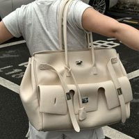 Fashion Rivet Satchel Large Capacity Tote Bag Leather Luxury Wings Style Shoulder Handbag Work Office Daily Casual Crossbody