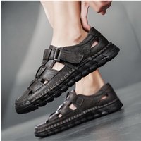 Classic Business Style Men Leather Sandals Summer Soft Leather Beach Sandals Men Outdoor Casual Lightweight Fashion Men Sandals