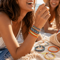 Boho Style Stackable Bracelet Set, Colorful Woven String and Beaded Bracelets, Adjustable Summer Jewelry for Women Girls 5PCS
