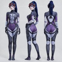 Overwatch Widowmaker Dark Purple Black Skin Cosplay Zentai Bodysuit 3D Print Full Body Jumpsuit Women Halloween Game Costume