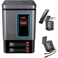 105W 6-in-1 Charging Station with Retractable USB-C Cable Power Combo Tower for Multiple Devices Fast Charger for iPhone, Airpod