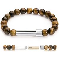 Natural Stone Stainless Steel Tube Secret Message Bracelet Women Men Cool Can Place Notes Friendship Couples Wishing Jewelry