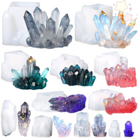 Crystal Cluster Mold DIY Epoxy Resin Decoration Rockery Icicle Candle Silicone Glue Soap Divination Spirit Pendulum Potted Set