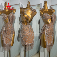 Latin Competition Clothing High-end Luxury AB Stones Fringe Dress for Adult and Child Customized Latin Dance Performance Costume