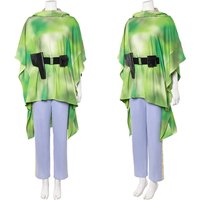 Princess Leia Cosplay Costume Green Coat Pants for Halloween Party