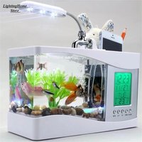 Multifunctional Fish Tank Table Filter Lighting Three-in-One Fighting Fish Tank Aquarium Accessory Aquarium LCD Timer Clock Lamp