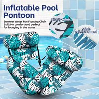 Foldable Water Hammock Float Chair, Inflatable Pool Lounge Seat with Backrest for Summer Beach & Pool, Floating Water Hammock