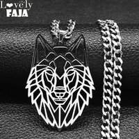 2024 Fashion Wolf Animal Stainless Steel Necklace for Women/Men Silver Color Pendant Necklace Jewelry pendentif homme ZZZXH343