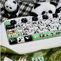 Cute Panda Keycaps 130 Keys Custom PBT Dye-Sublimation Key Cap Set For Garming Mechanical Keyboards 60% 65% 75% 80% 98% 100%
