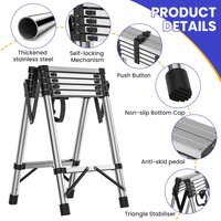 Multi-purpose Stainless Steel Telescopic Ladder, Portable A-Frame Step Ladder with Anti-slip Pedals for Household High-altitude Operation