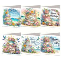 6-Piece Diamond Painting Birthday Cake Card Set - A birthday gift perfect for sending warm wishes to family and friends