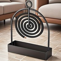 1pc Mosquito Coil Holder Iron Art Incense Burner with Ash Tray, Anti-scald Carbon Steel Stand for Home Indoor Outdoor Use