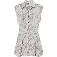 YENKYE 2026 Women Embroidery Striped Short Dress Sleeveless Front Button With Belt Shirt Dresses Office Casual Summer Vestidos