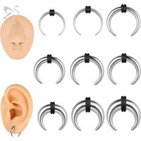 ZS 1PC 2G/4G/6G C Shape Buffalo Horn Nose Piercing Stainless Steel Pincher Septum Ring Punk Rock Stretcher Expander 8/10/11/12mm