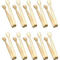 Small Gold Tongs For Serving,Food Grade Stainless Steel 4" Mini Tongs Appetizers for Parties Catering, Sugar, Ice, Desserts,Tea