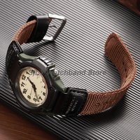 19mm Military Outdoor Bracelet for Casio FT-500WC-3B/5B Nylon Leather WatchBand for Men Women Canvas Sports Wristbelt Strap Band
