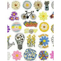 AliExpress NONE Daisy Bicycle Flowers Cartoon Cute Iron-on Sew Embroidery Badge Patches DIY T-shirt Hat Backpack Clothing Appliques Sticker