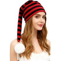 Unisex Long Tube Hat Adjustable Drawstring Night Sleeping Hat Cap with Pom Ball Costume Accessory for Halloween Party Daily Use