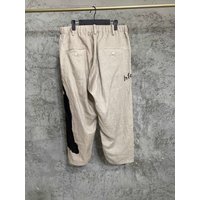 TOP-YAMAMOTO original design linen printed portrait pattern lace-up casual pants