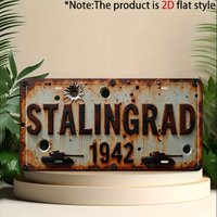 2D Flat - Decorative Only, 1pc, Vintage Stalingrad 1942 Metal Decorative Plaque and Ornament, Rustic Wall Decor, Suitable