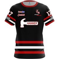 Coolwick Hammer Bowling Jersey Stripe Hammer Logo Short Sleeve Performance T-Shirt Pro Player Fan Casual Family Matching