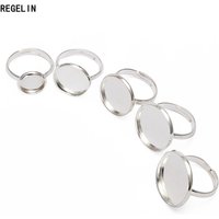 10pcs/lot Adjustable Blank Ring Base Setting 10 12 14 16 18 20mm Round Cabochon Ring Blank Base Bezel Tray DIY Jewelry Making