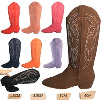 Bottes d'hiver personnalisées Venuslure en cristal, bottes de danse pour femmes en daim noir et orange, bottes de cow-boy pour la danse, semelle souple, bottes longues