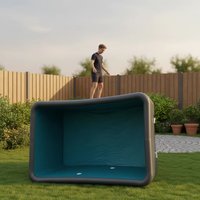 polymeric stitched PVC material rectangular inflatable pool, durable PVC outdoor pool, suitable for children and families