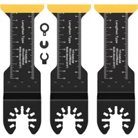 3Pcs Multifunctional Multitool Blades Oscillating Saw Blade Extra-Long Titanium Bi-Metal Saw Blades Universal Oscillating Blades