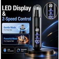 Digital Display Electric Nose Hair Trimmer Dual Speed Mode Type-C Rechargeable Painless Ear Eyebrow Hair Remover for Men Women