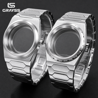 Grayss New Stainless Steel Integrated Brushed Watch Case Bracelet 37mm For SKX NH35 NH36 Sapphire 20atm Waterproof Mod Parts