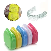30Pcs Denture Box Tray Case Dental Orthodontic Retainer Color Tray Storage Box Plastic Teeth Container False Teeth Protective