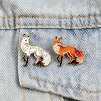 Cute Fox Enamel Pins White Red Fox Animal Brooches Trendy Lapel Pins for Backpacks Fashion Badges for Jeans Hats Gifts for Fans