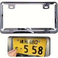 A set of two stainless steel license plate frames suitable for Japanese car license plates